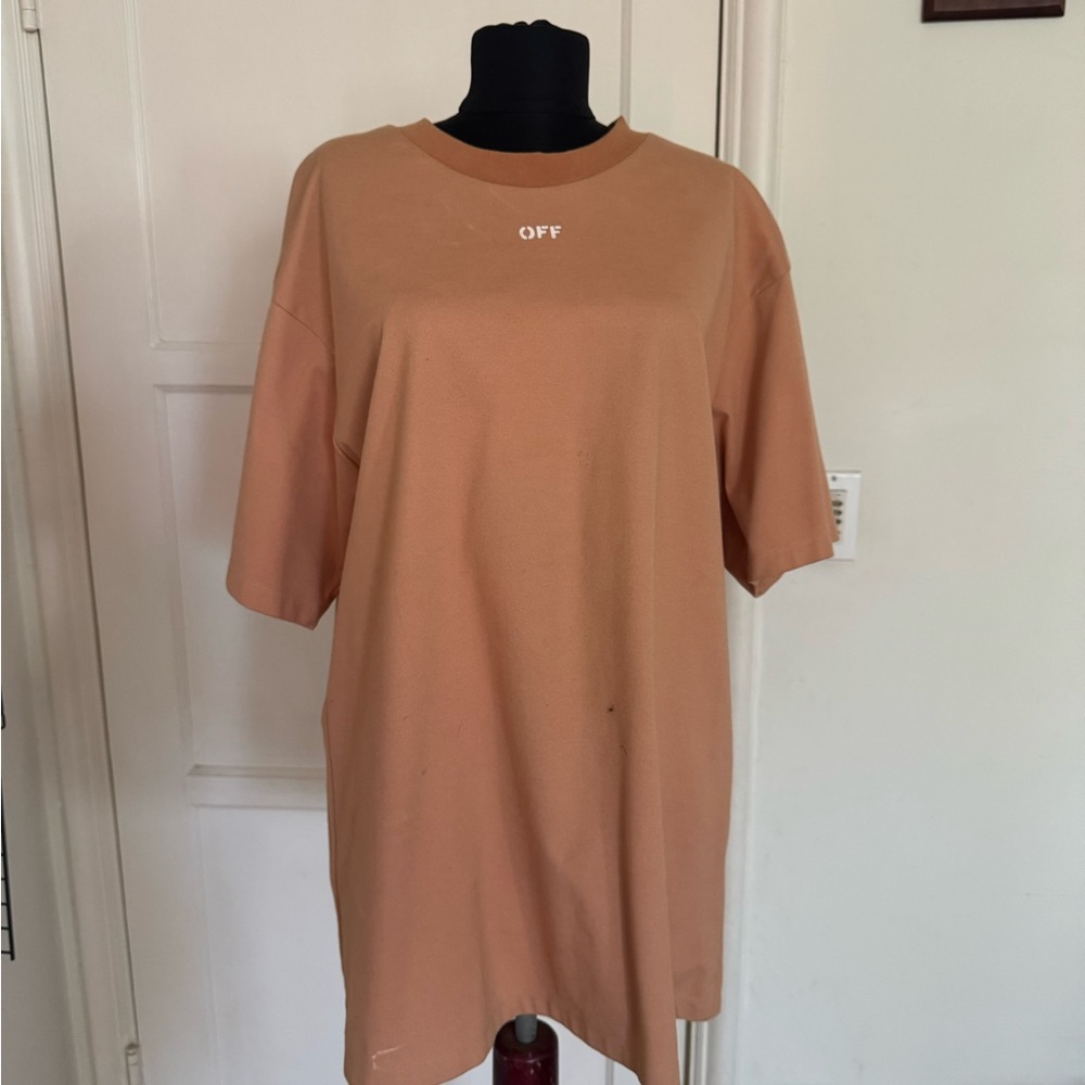 Off-White Tan Short Sleeve Tee Relaxed Fit
